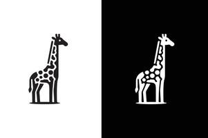Giraffe icon silhouette in flat black color isolated on white background. vector