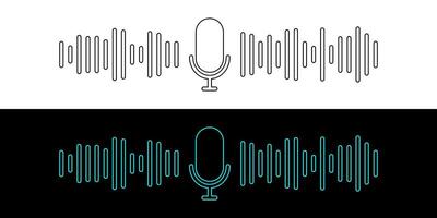 Sound wave icon, podcast player interface, music symbol, sound wave. Microphone sound wave. vector