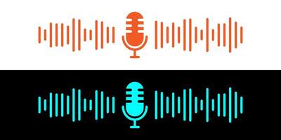 Sound wave icon, podcast player interface, music symbol, sound wave. Microphone sound wave. vector