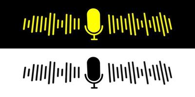 Sound wave icon, podcast player interface, music symbol, sound wave. Microphone sound wave. vector