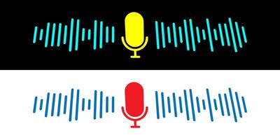 Sound wave icon, podcast player interface, music symbol, sound wave. Microphone sound wave. vector