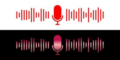 Sound wave icon, podcast player interface, music symbol, sound wave. Microphone sound wave. vector