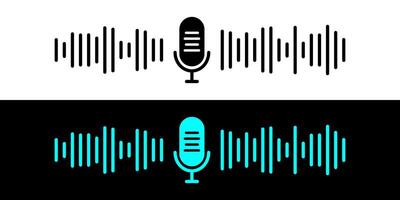 Sound wave icon, podcast player interface, music symbol, sound wave. Microphone sound wave. vector