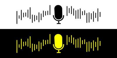 Sound wave icon, podcast player interface, music symbol, sound wave. Microphone sound wave. vector