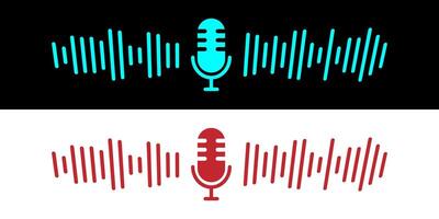 Sound wave icon, podcast player interface, music symbol, sound wave. Microphone sound wave. vector