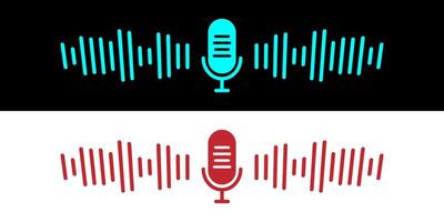 Sound wave icon, podcast player interface, music symbol, sound wave. Microphone sound wave. vector
