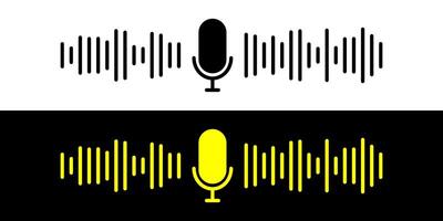 Sound wave icon, podcast player interface, music symbol, sound wave. Microphone sound wave. vector
