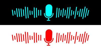 Sound wave icon, podcast player interface, music symbol, sound wave. Microphone sound wave. vector