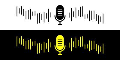 Sound wave icon, podcast player interface, music symbol, sound wave. Microphone sound wave. vector