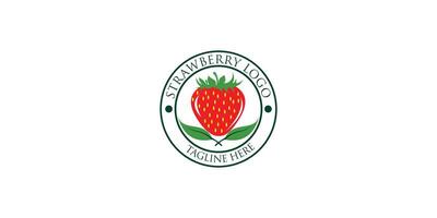 Strawberry logo design with unique concept premium vector
