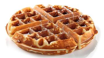 Delicious Isolated Waffles on White Background Tempting Culinary Indulgence photo