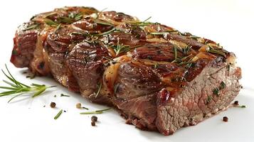 High Definition D Photography of a Mouthwatering Pot Roast on a White Background photo