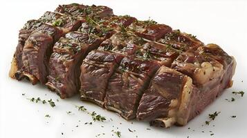 High Definition D Photography of a Tempting Pot Roast Isolated on White Background photo