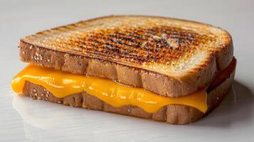 DSLR Photography of a Perfectly Grilled Cheese Sandwich Isolated on White Background photo