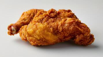 Savory Fried Chicken Masterpiece Radiating Taste and on White Background photo