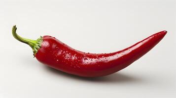 Five Dimensional Photography of a Vibrant Chili against a Pure White Backdrop photo