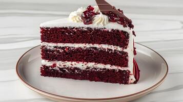 Delectable Red Velvet Cake A Tempting Closeup Indulgence photo