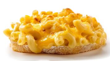 Creamy Golden Mac and Cheese Dish on White Background photo