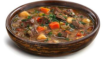 Comforting Beef Stew Hearty Dish Photography in Isolation photo