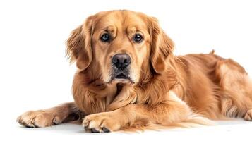 Canine Portrait A Stunning Closeup Photography of a Dogs Expressive Eyes and Whiskers on a Pure White Background photo