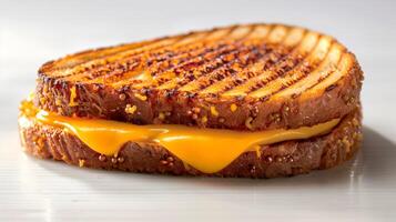 Closeup Photography of a Golden Toasted Grilled Cheese Sandwich Isolated on White Background photo