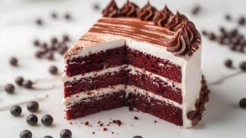 Tempting Red Velvet Cake Irresistible Closeup Photography photo
