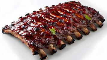 Succulent BBQ Ribs A Tempting Culinary Delight in CloseUp Photography photo