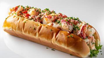 Savoring the Taste Fresh Lobster Roll on White Background photo