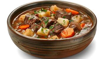 Beef Stew Perfection A Culinary Masterpiece Photographed in Studio photo