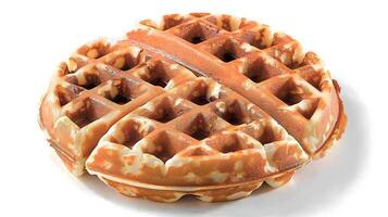 Tempting Waffles A Delectable Breakfast Isolation on White photo