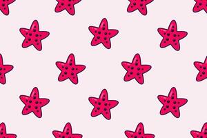 Seamless pattern of red starfish. vector