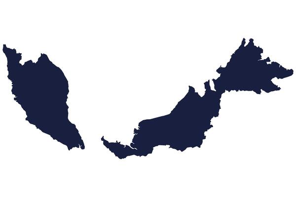 Map icon of Malaysia isolated on white background.