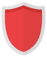 Flat illustration of red shield isolated on white background. vector