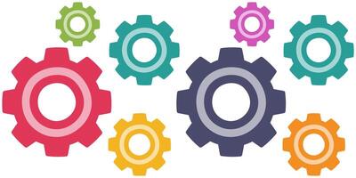 Colorful cogs and gear wheel mechanisms icon isolated on white background. vector