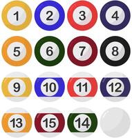 Set of billiard balls flat icon isolated on white background. vector