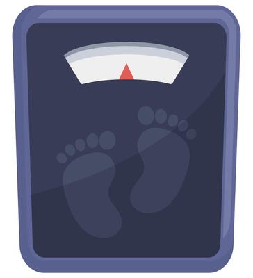 Flat illustration of weight scale isolated on white background.