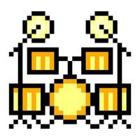 Drum set in pixel art style vector