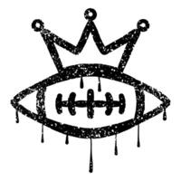 American football ball and crown with spray paint graffiti drawn in grunge style vector
