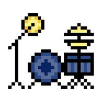 Drum set in pixel art style vector