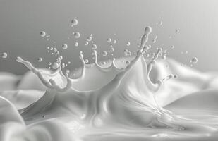 A Creamy Milk Splash With Droplets in Mid-Air photo