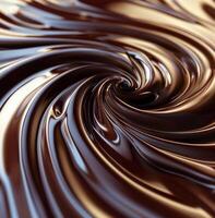 Swirling Melted Dark Chocolate Close-Up Texture photo