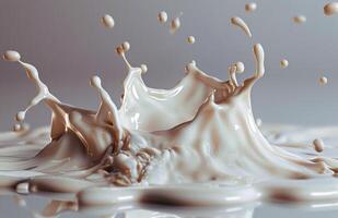 A Creamy Milk Splash With Droplets in Mid-Air photo