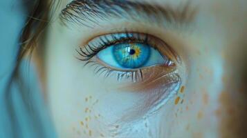 Close-Up of a Blue Eye Looking Directly at the Camera photo