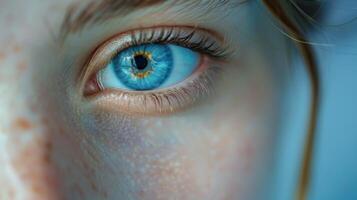 Close-Up of a Blue Eye Looking Directly at the Camera photo