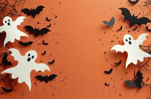 Paper Ghosts and Bats Halloween Decoration photo