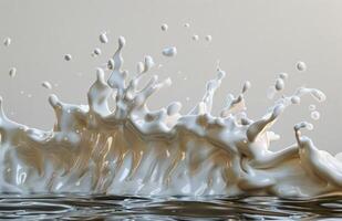 Creamy Liquid Splashing In Slow Motion On White Background photo