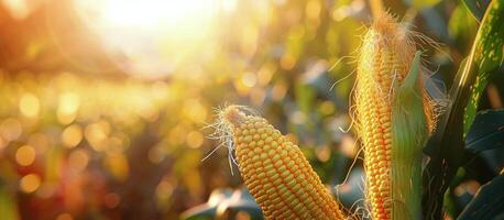 Ripe Corn Stalks in a Field During a Sunny Summer Day photo