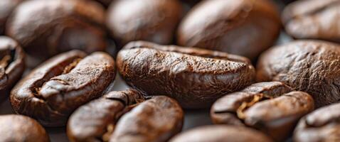 Close Up of Roasted Coffee Beans on a White Surface photo