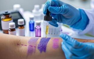 Allergy Testing Procedure Using A Dropper On Skin Patches photo