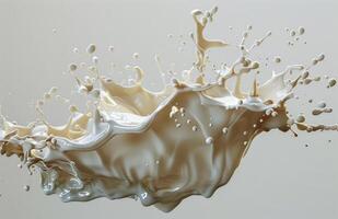 Creamy Liquid Splashing In Slow Motion On White Background photo